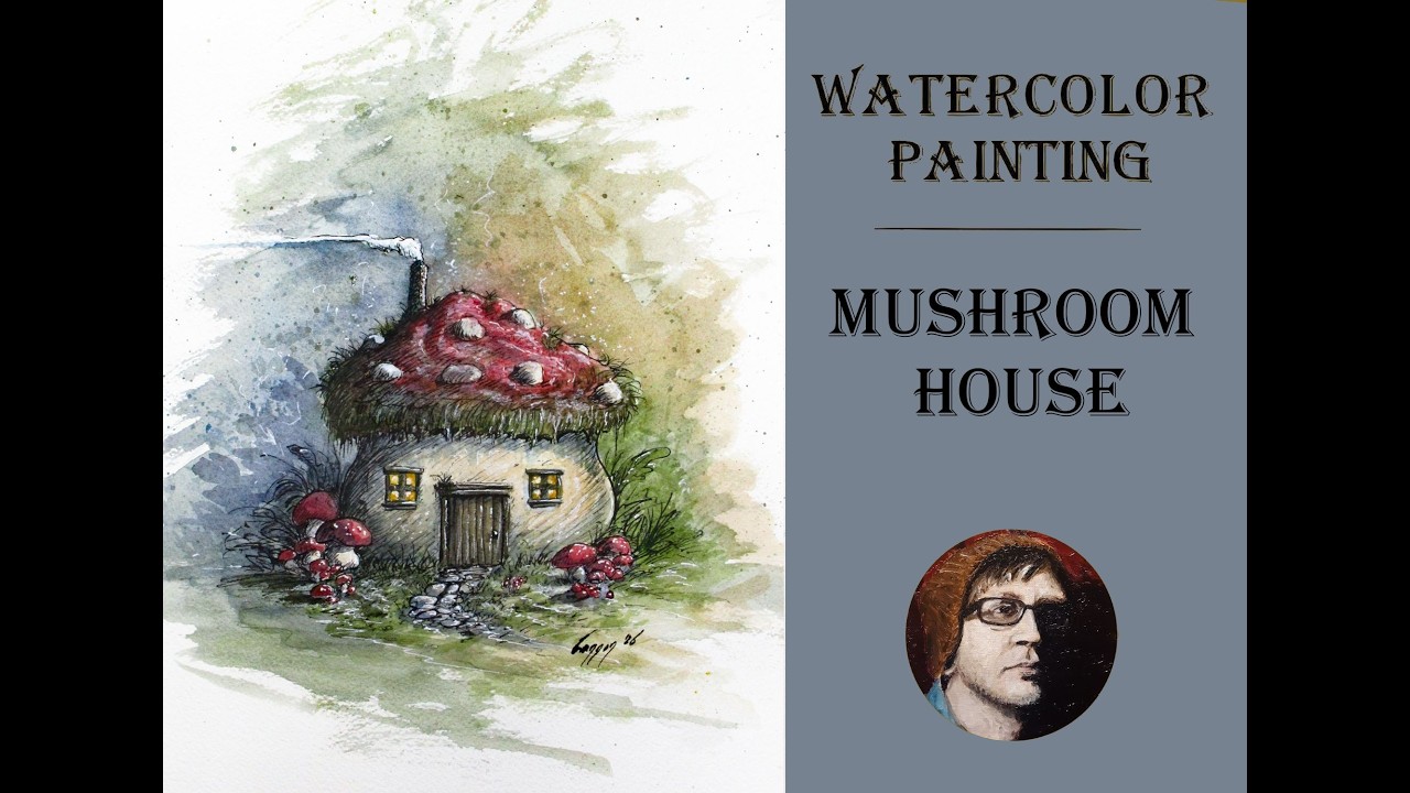 Watercolor Painting | Mushroom House