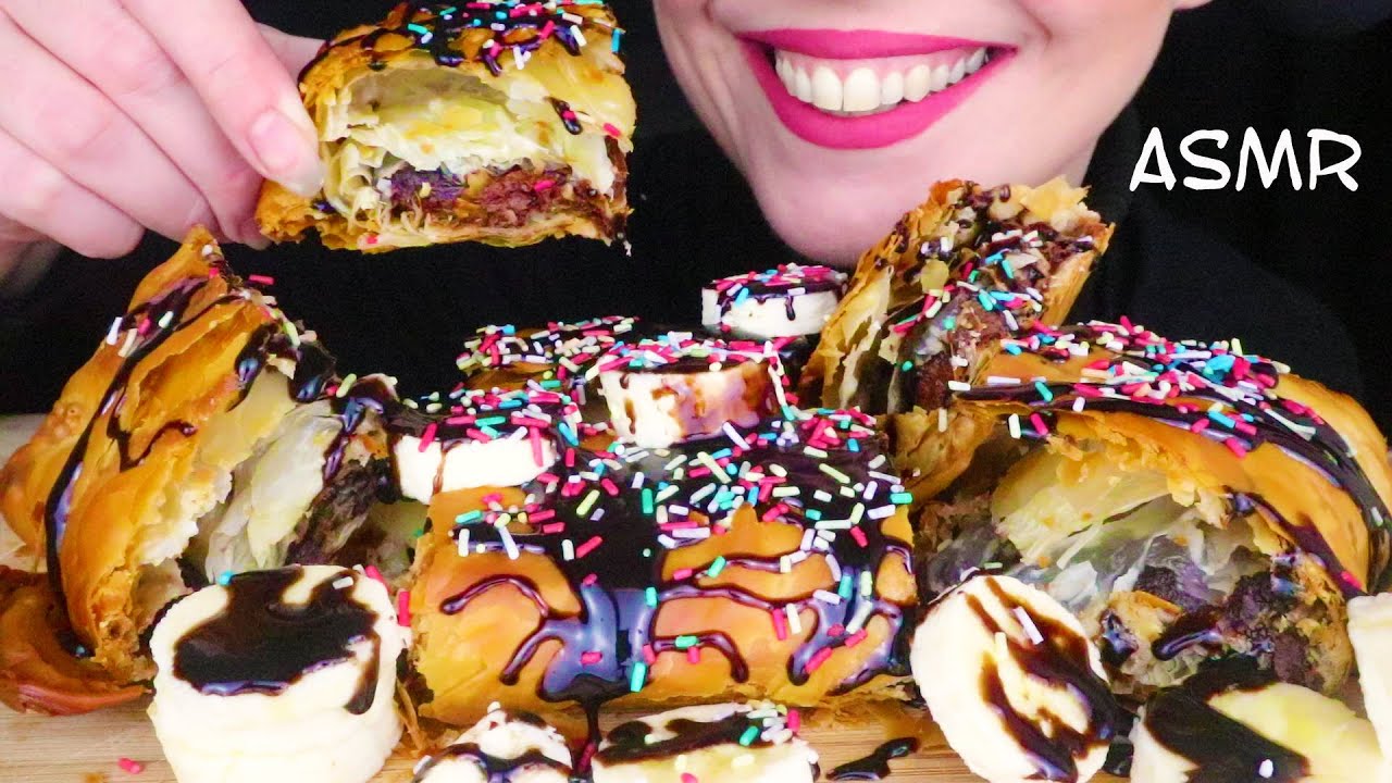 CHOCOLATE PHYLLO CRUST PIE 🥧 - BOUGATSA | No Talking | ASMR Mukbang  - 먹방 | Real Eating Sounds