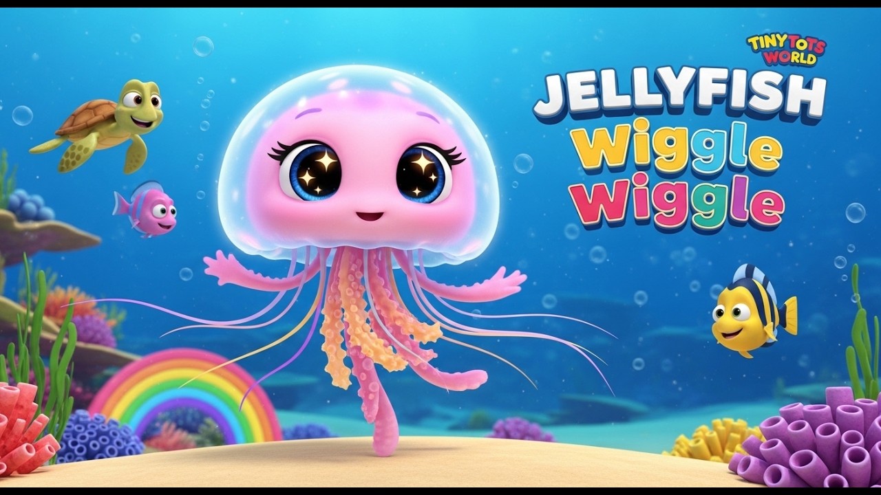 Jellyfish Wiggle Wiggle 🪼🌊 | 3D Underwater Baby Dance Song | Ocean Animals Nursery Rhyme for Kids 🎶