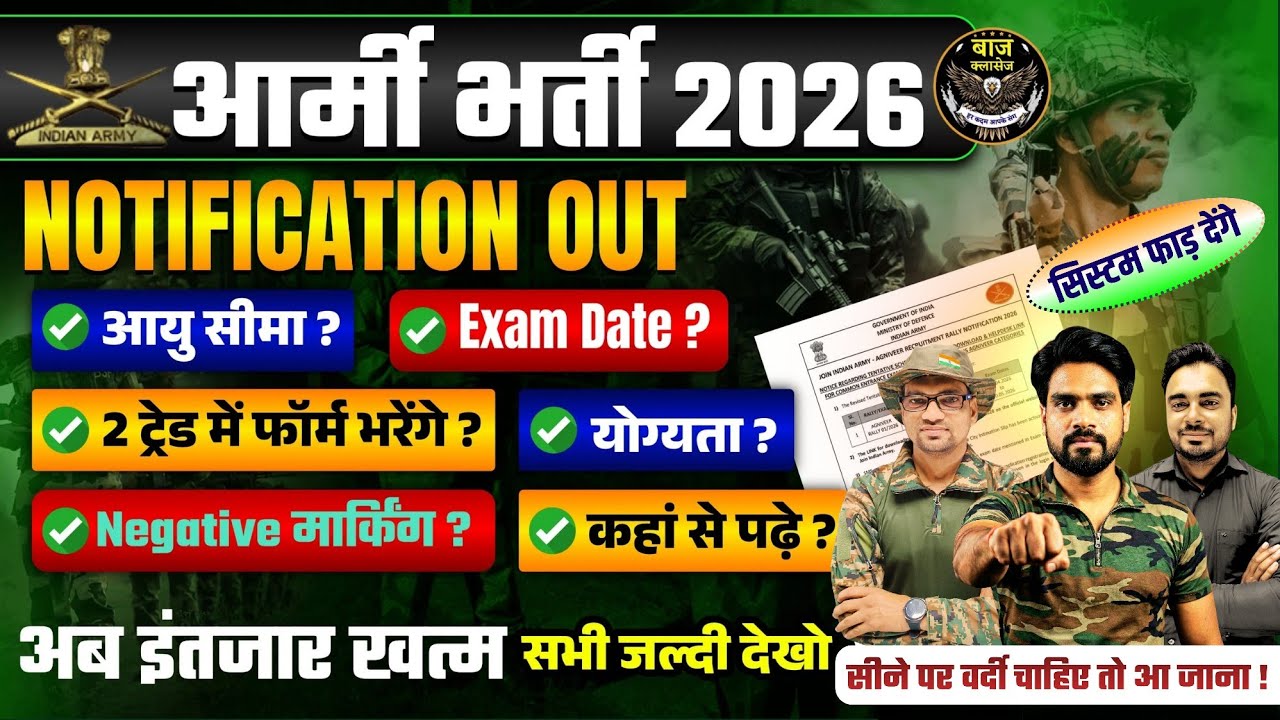 🔴 LIVE: Indian Army New Notification 2026 Out! 🇮🇳 | Form Date, Age Limit, Full Details