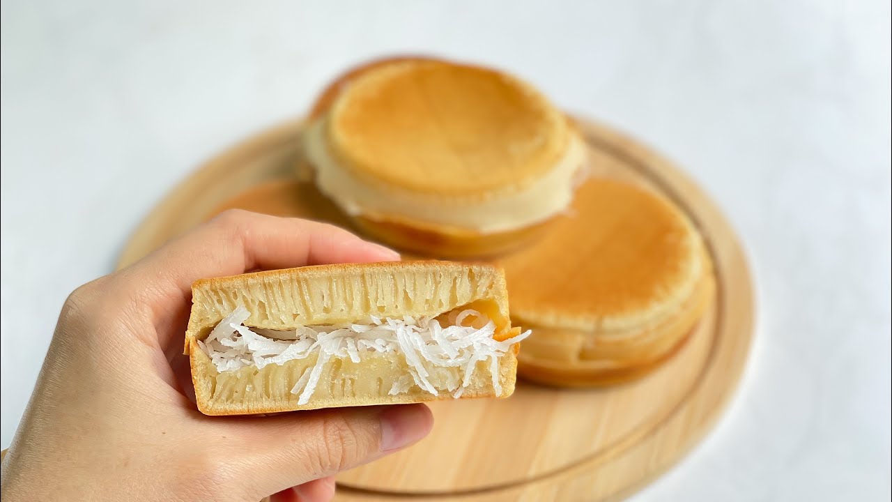 [không lò nướng] công thức bánh bò dừa nướng thơm ngon, nhiều rễ tre | COCONUT PANCAKE recipe