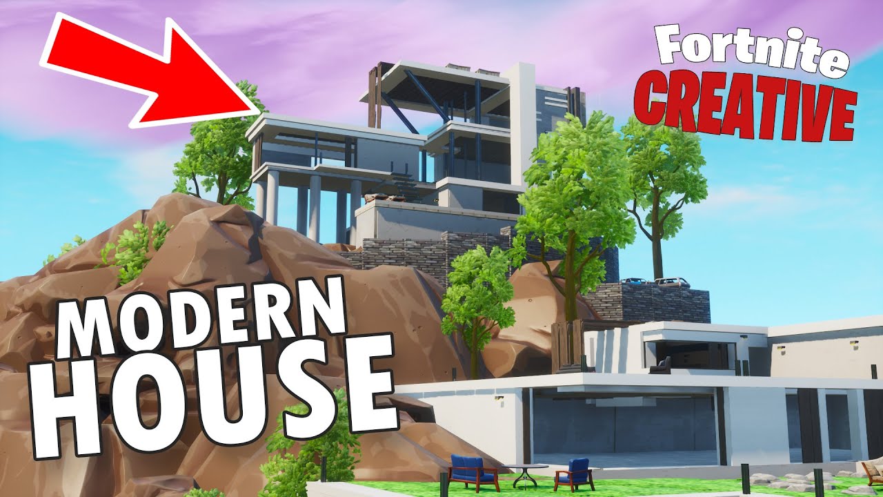 How to build a MODERN HOUSE TUTORIAL (Hollywood Hills Style) - Fortnite Creative Mode