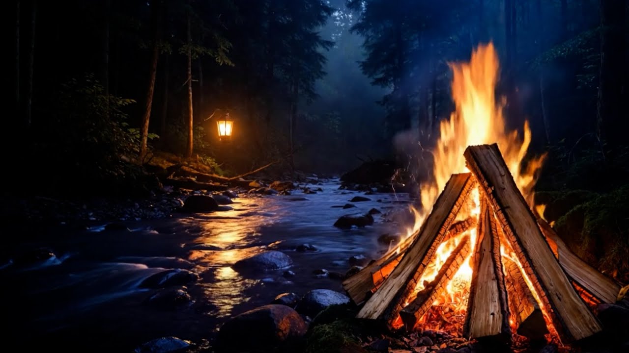 Luxuriöser Kamin mit glühenden Holzscheiten und knisternden Flammen – Gemütliches Kino-Ambiente in 4