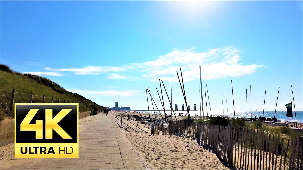 Bredene, Belgium 🇧🇪 beach Promenade walk - 4K 60FPS