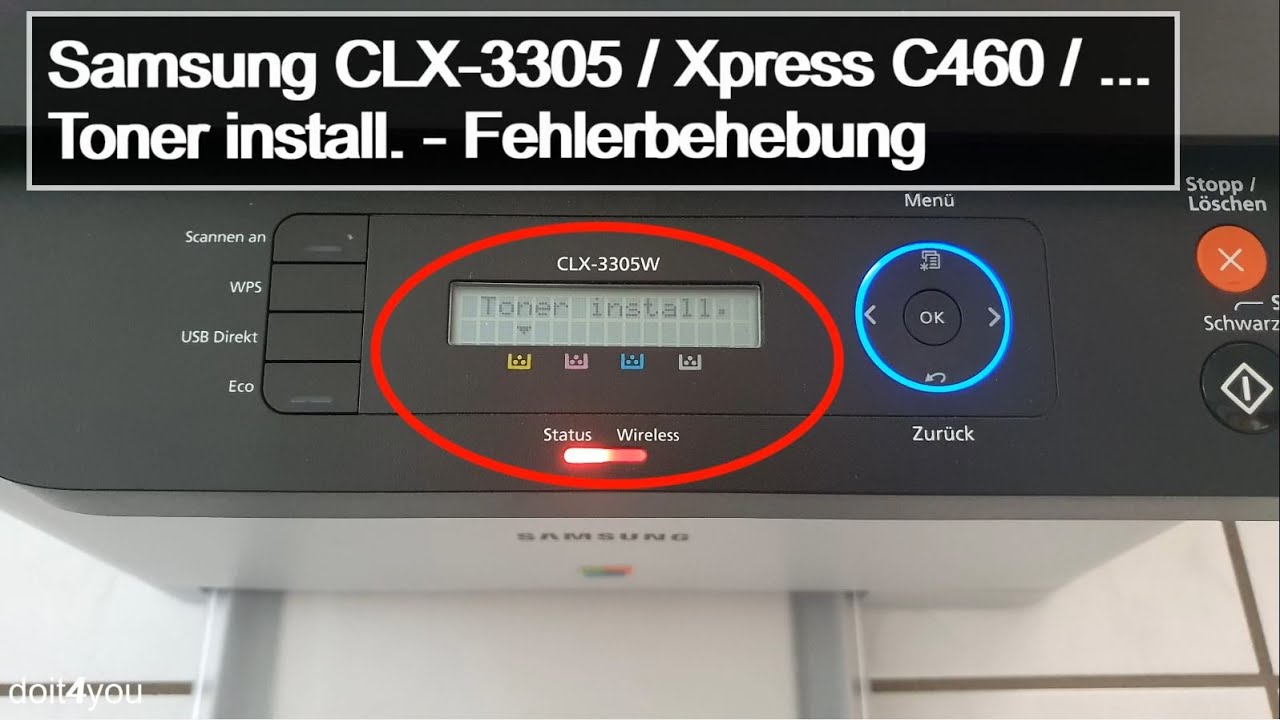 Samsung CLX-3305 / XpressC460 / ...| Установка тонера. - Устранение неполадок