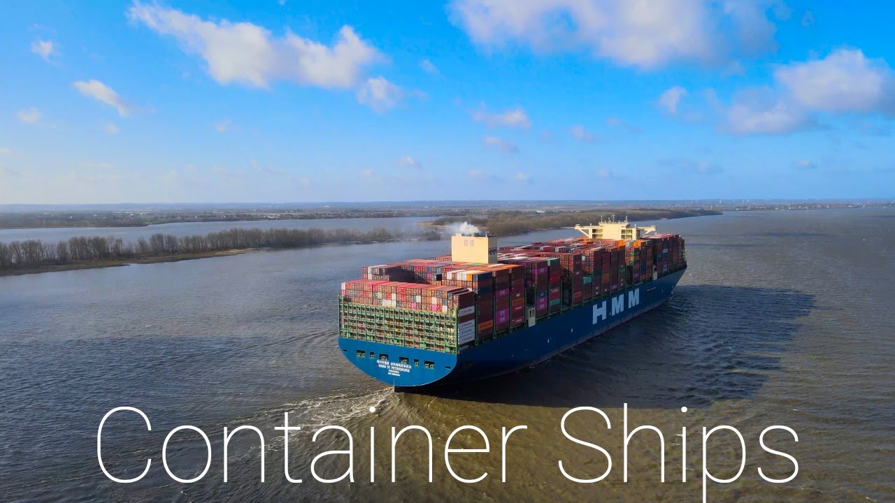 Drone Flight over Container Ships