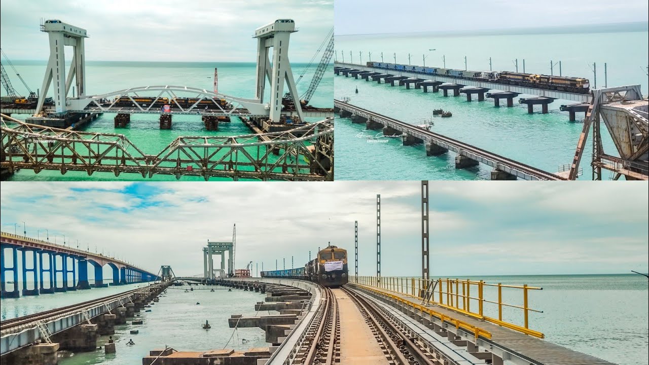 LOAD CHECKING TRAIN 🚂 RUNNING ON NEW PAMBAN BRIDGE || GOODS TRAIN RUNNING ON NEW PAMBAN BRIDGE