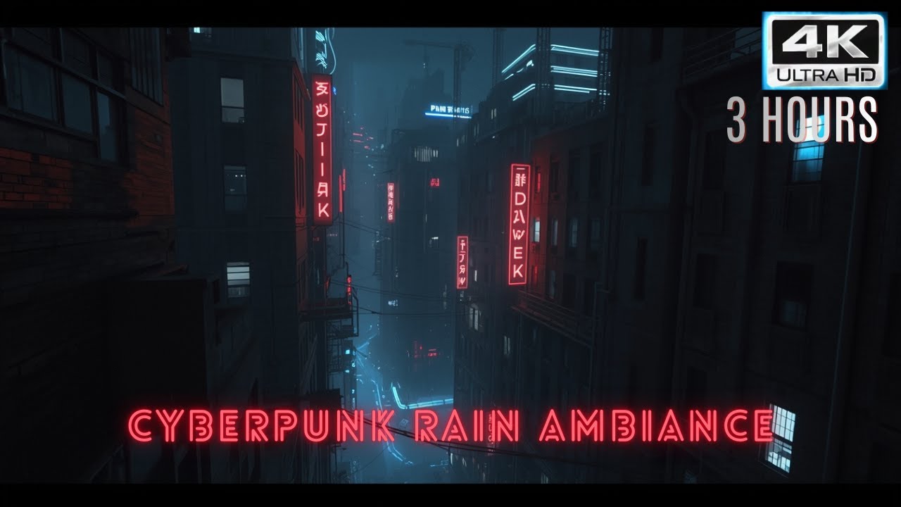 3 Hours of Futuristic Wind & Echoes 🌌 Dark Cyberpunk Night  4K 432Hz Deep Immersion