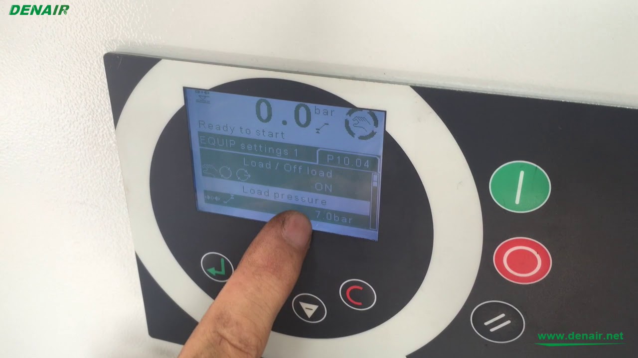 DENAIR Compressor CMC controler language setting and load unload pressure checking