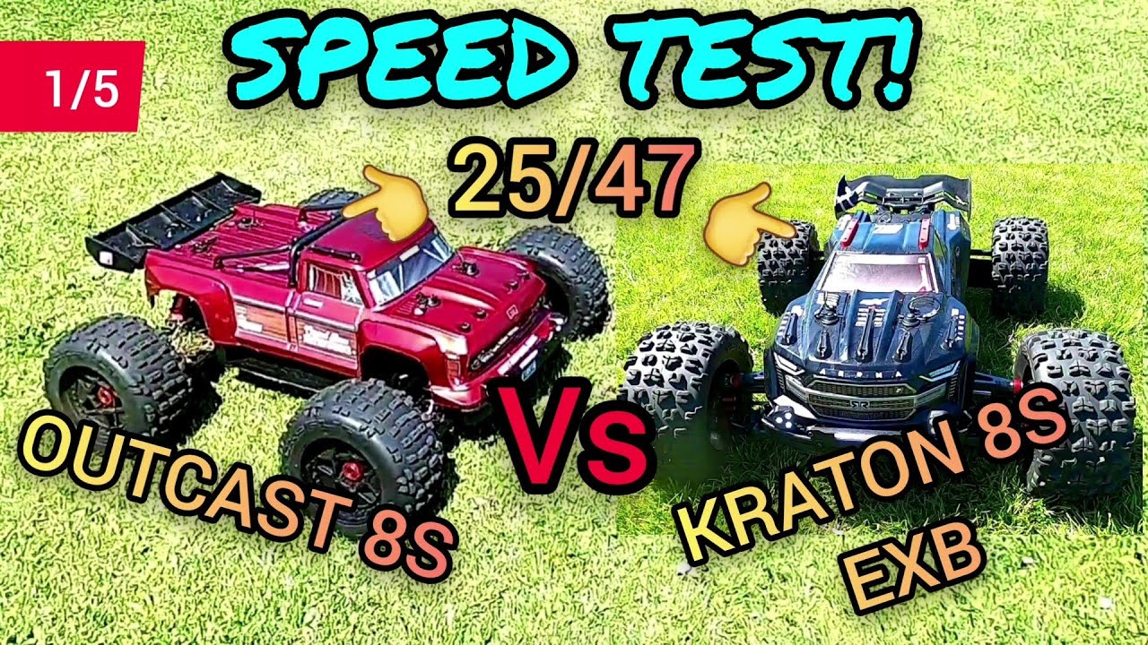SPEED TEST! Arrma OUTCAST 8S vs KRATON 1/5 8S EXB Same gearing 25/47 & electronics..Which is Faster?
