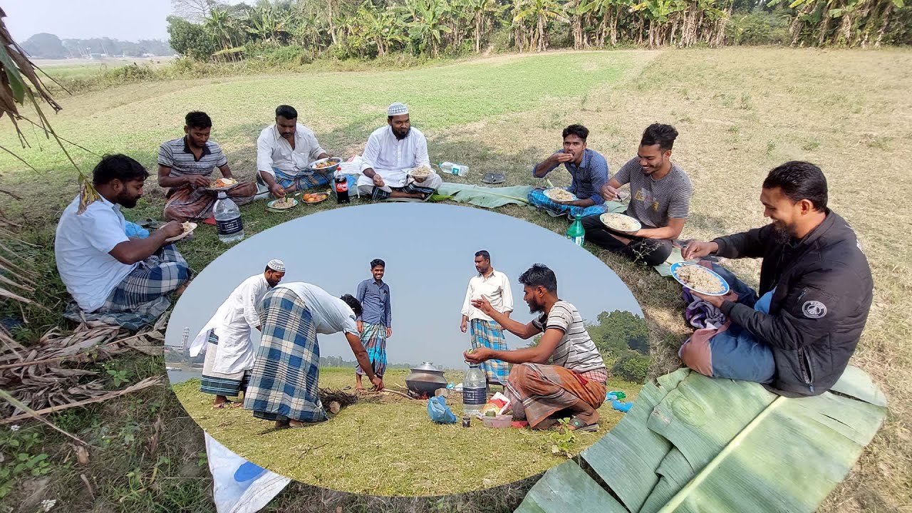 The Village Boys Enjoy Cooking and Eating on the Side of the River
