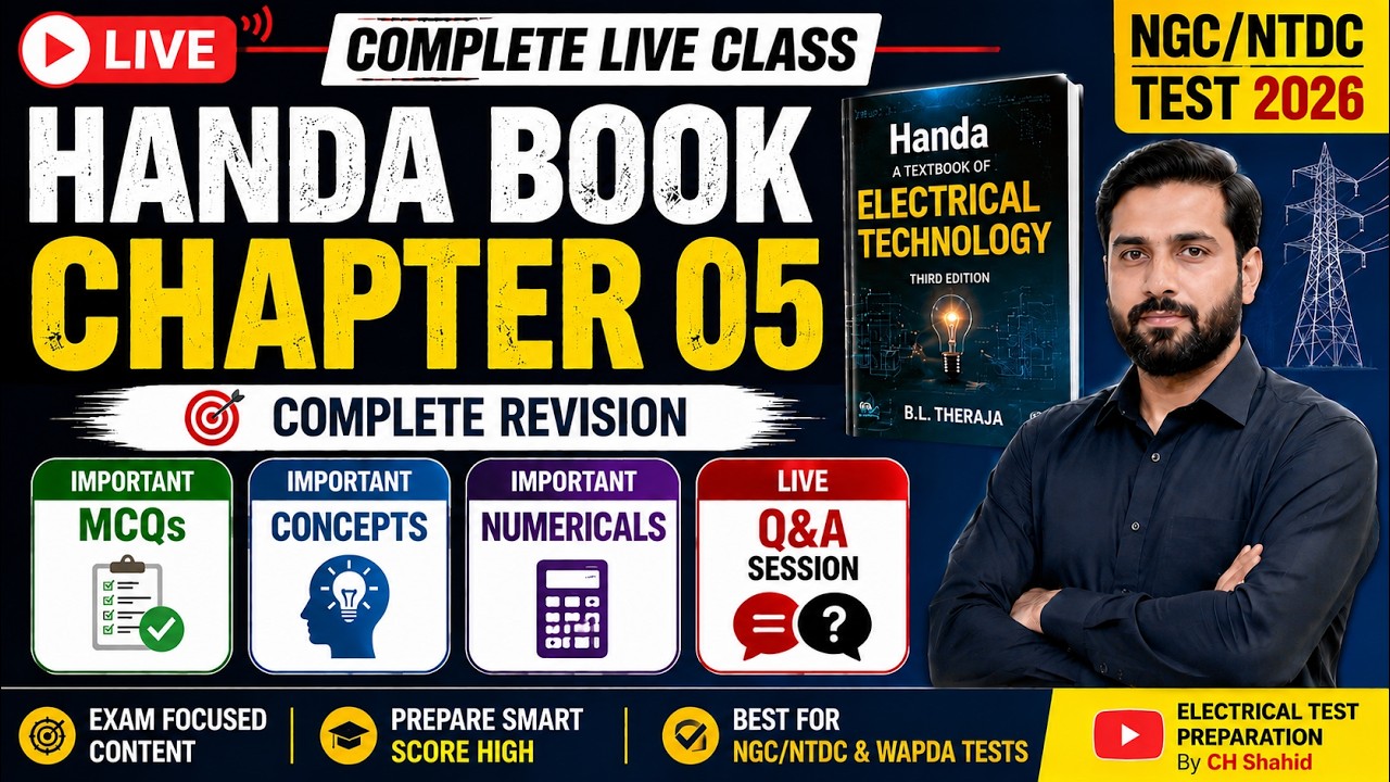 Handa Book Chapter 5 Complete Live Class|Important MCQs,Concepts, Numerical +Q&A |NGC/NTDC Test 2026