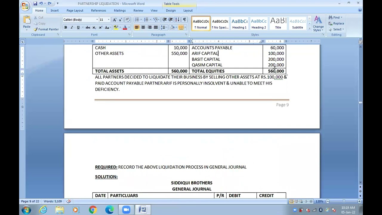 2nd Year | Liquidation 2019 and 2018 | Accounting Biek
