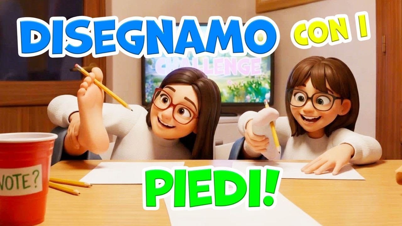 Sfida Assurda: Giorgia e Giulia Disegnano con i Piedi! 😂🦶🎨