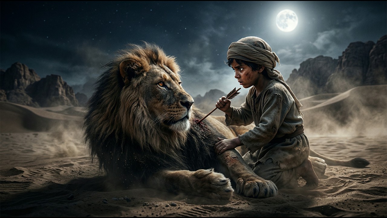 قصة اليتيم الذي أنقذ أسدًا جريحًا… حياته النهاية ستصدمك! 🦁
