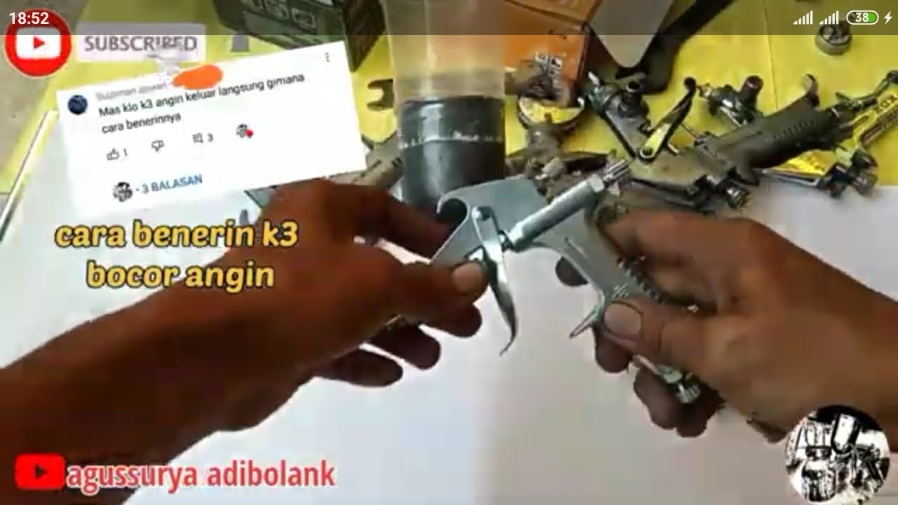 Repair spraygun k3 bocor angin plus review spraygun baru
