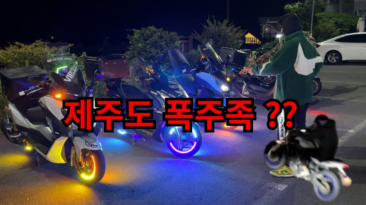 제주도 폭주족?? 을 만났습니다 .