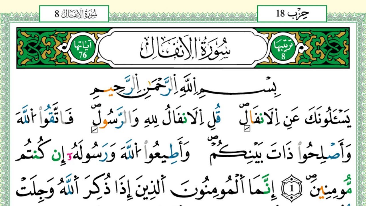 سورة الأنفال | عبد المجيب بنكيران | رواية ورش عن نافع - مصحف مرتل