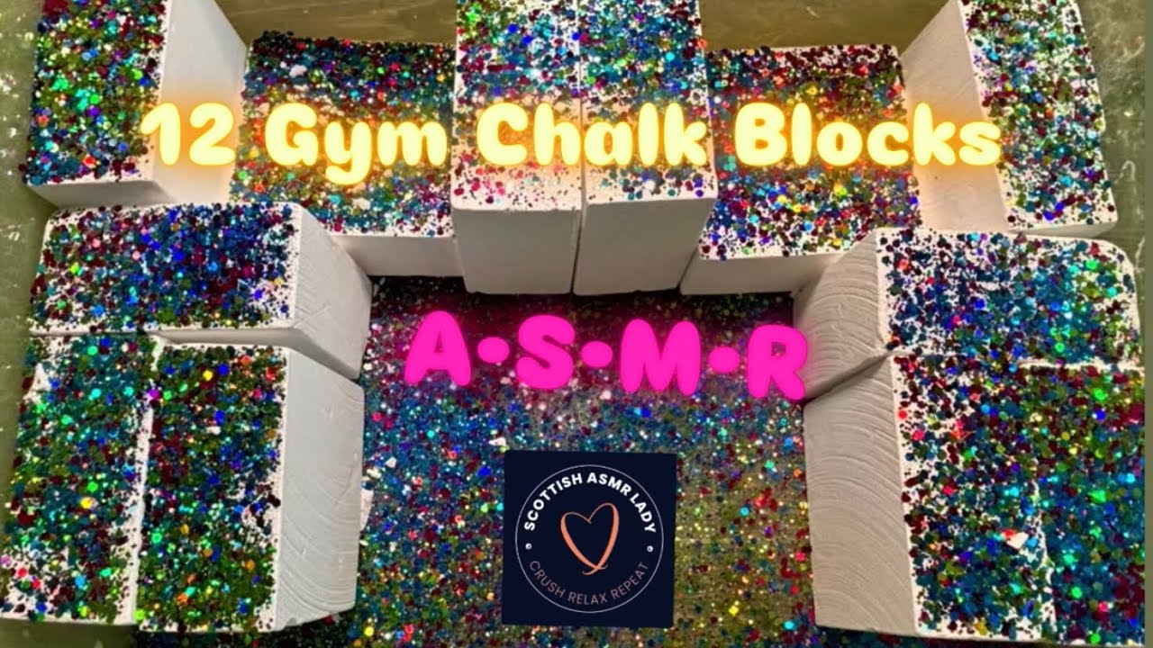12 Fresh Gym Chalk Block Crush ASMR | Soft • Crispy • Crunchy
