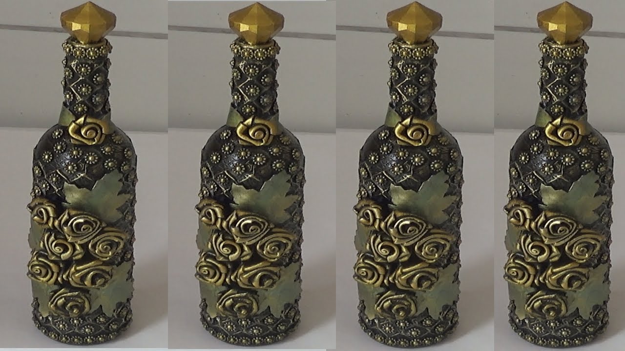 GARRAFA DECORADA COM FLORES DE EVA