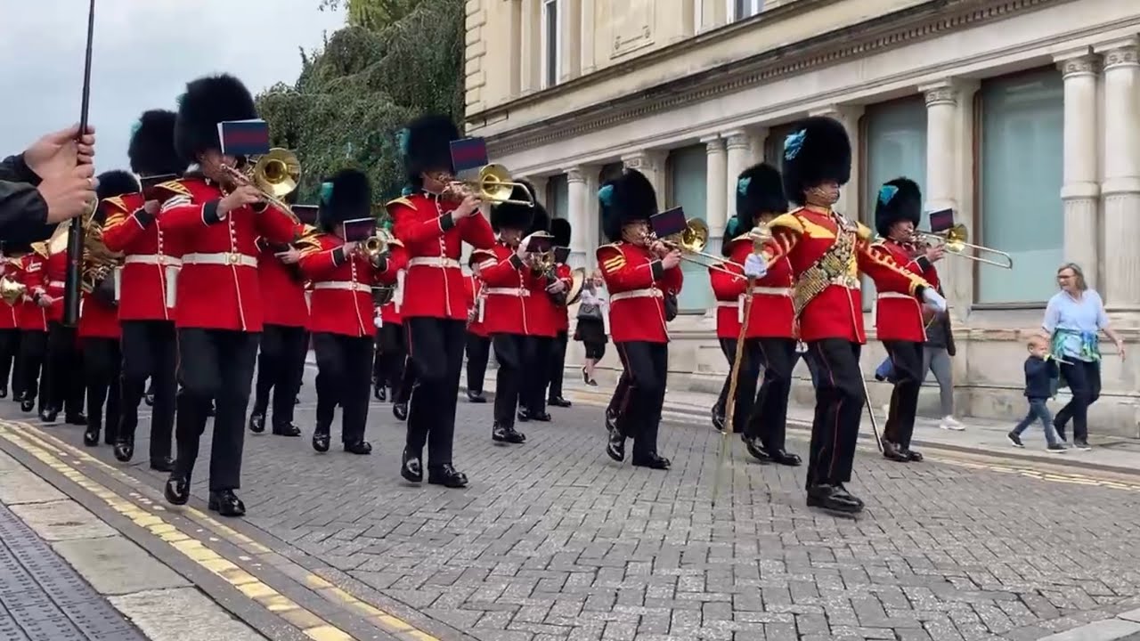 Band of the Irish Guards march back to Victoria Barracks