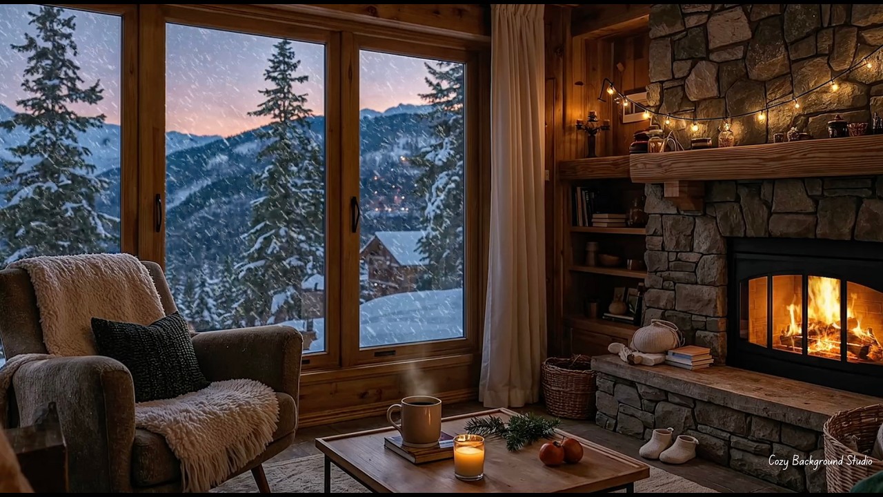 Cozy Fireplace & Winter Wind Sounds | 2 Hours | Sleep, Relax, Study
