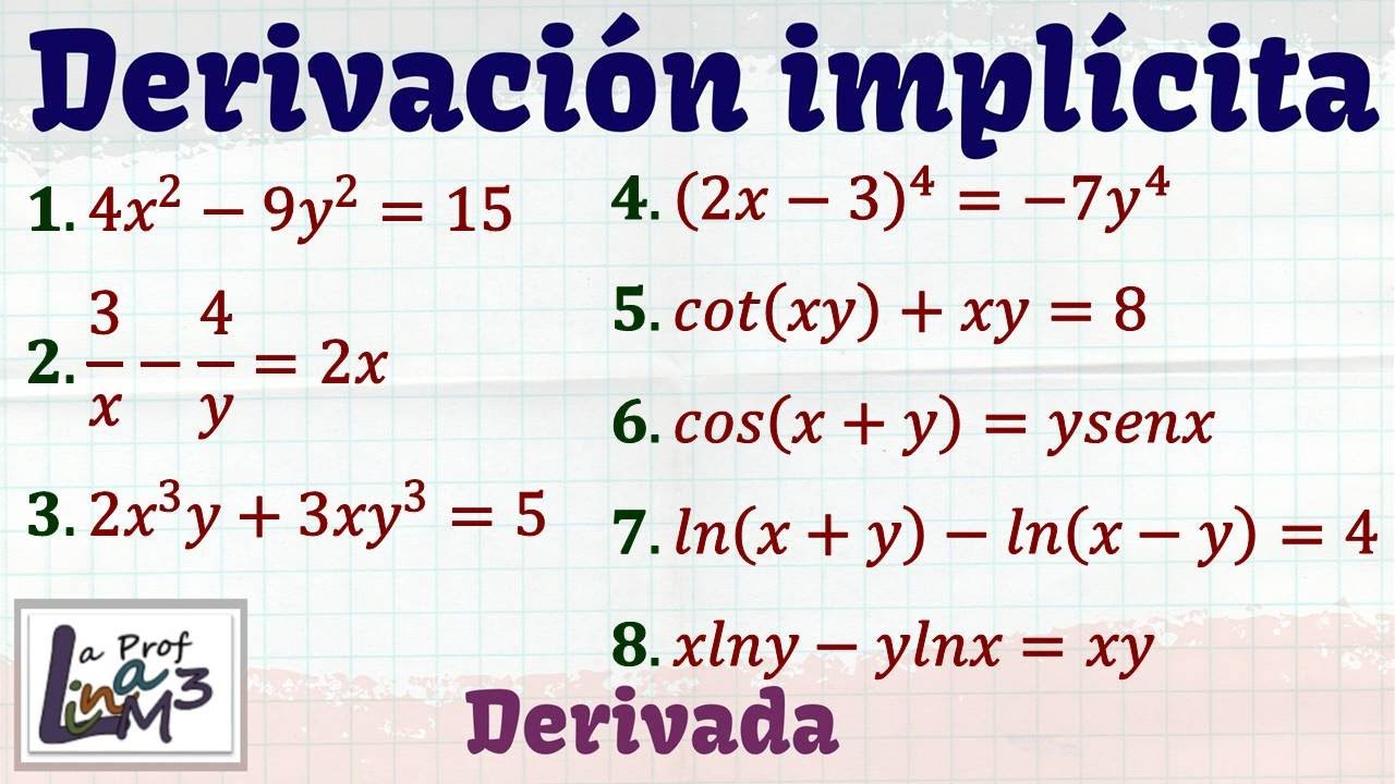 Derivación Implícita | 8 ejercicios explicados | La Prof Lina M3