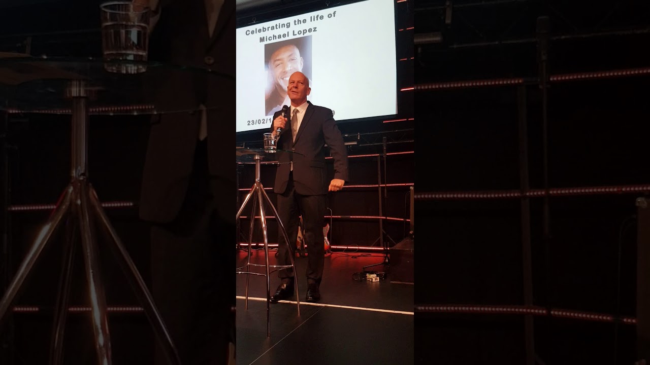 Pastor David Vicary speaking at Michael Lopez's funeral 1 Dec 2019