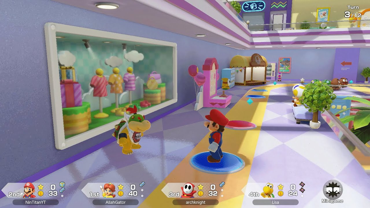 Super Mario Party Jamboree - Mario vs Daisy vs Shy Guy vs Koopa Troopa - Rainbow Galleria