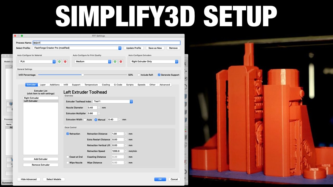 Configuring Simplify3D for PLA Filament