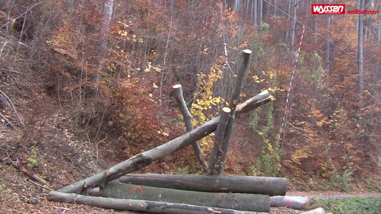 Seilkran Schulungsfilm Teil 10: Installation komplett Holz fördern
