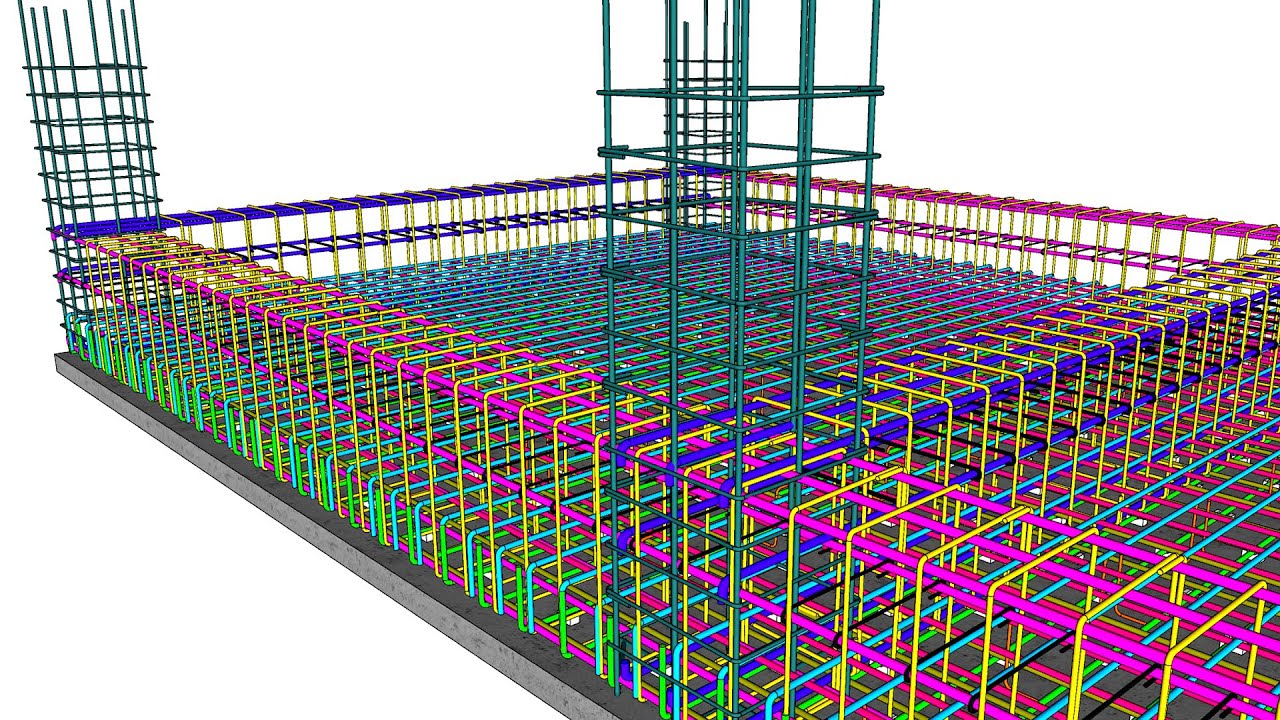 Raft Footing foundation or Bed-plate Foundation design details 4D Animation