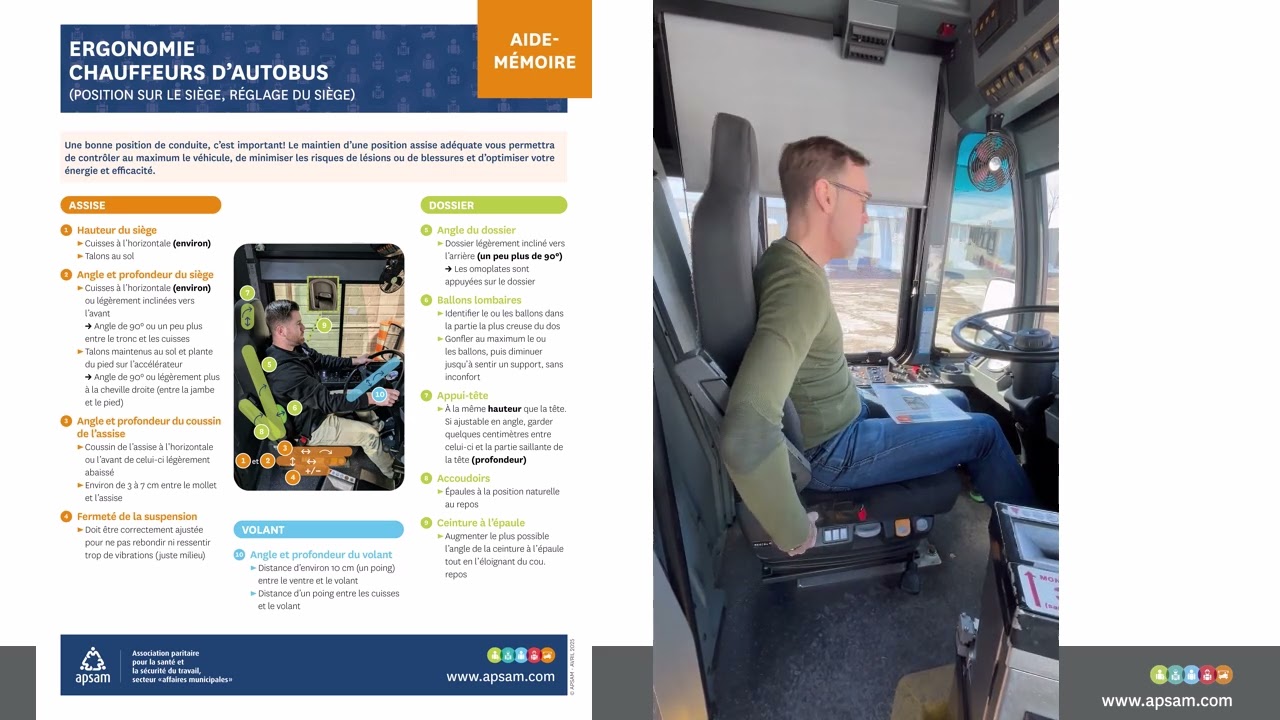 Ajustement des sièges - chauffeurs de bus - siège ISRI 1.0