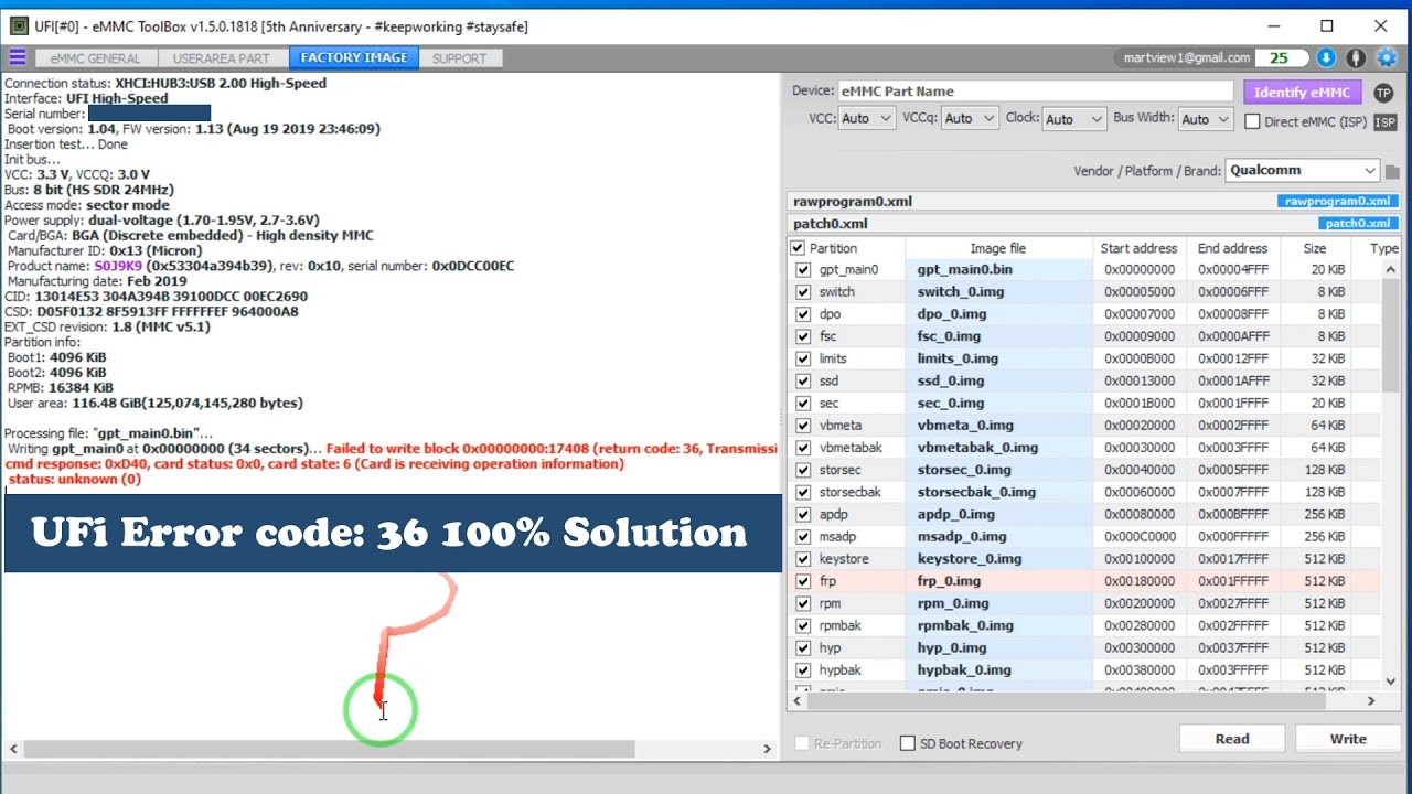 UFI - eMMC ToolBox Error code 36 100% Solution