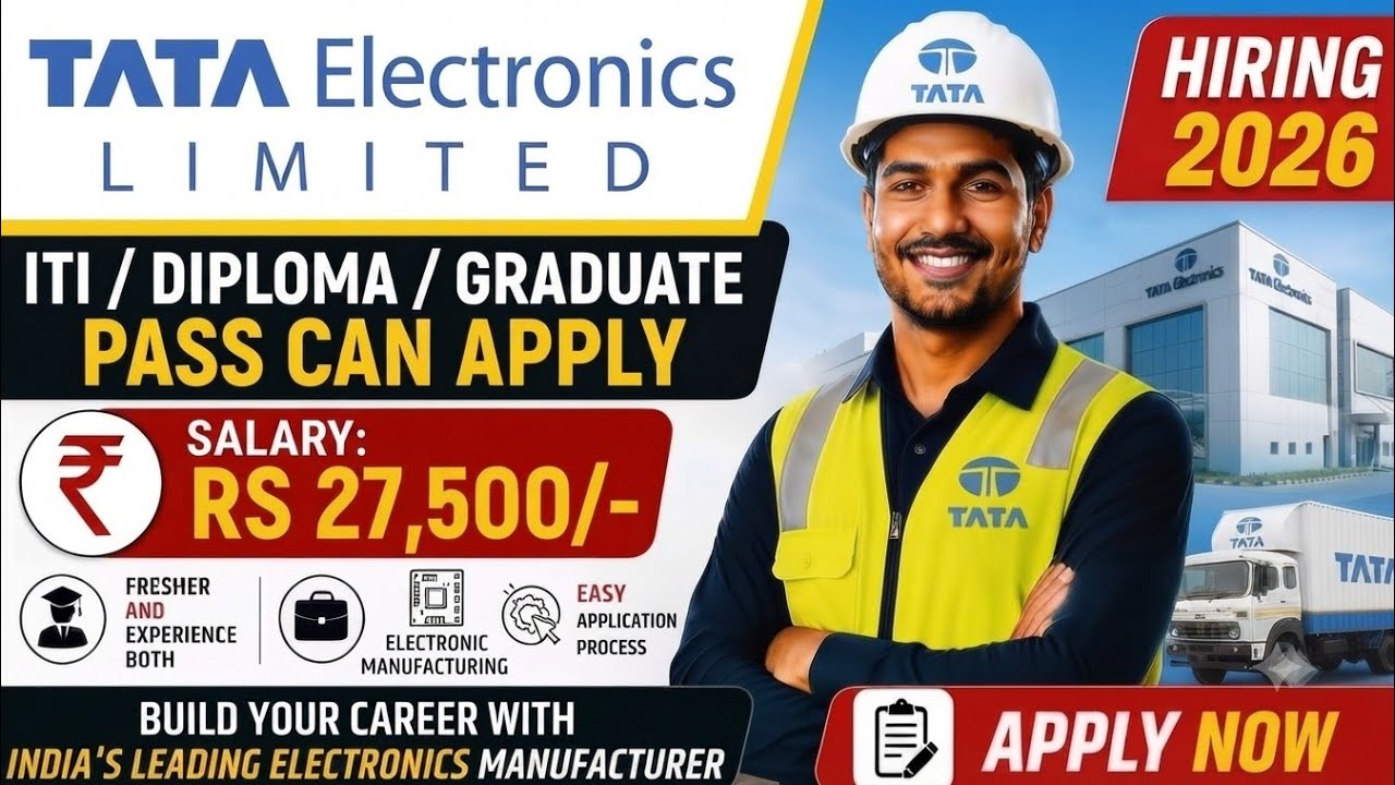🚀 TATA Electronics Limited Bulk Hiring July 2026! 🚀। salary 27,500+ /। easy apply। Direct joining!💼