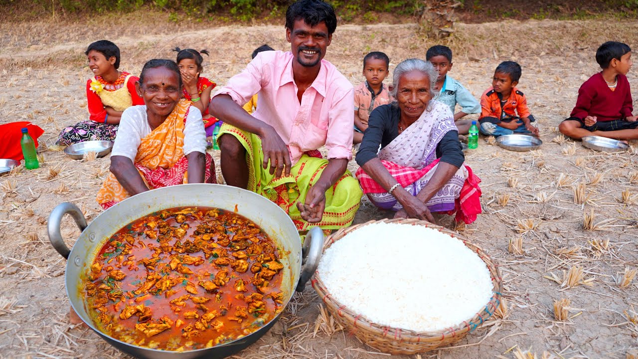 They are cooking Chicken perfectly and eating with Rice | Santali Tribe village Cooking