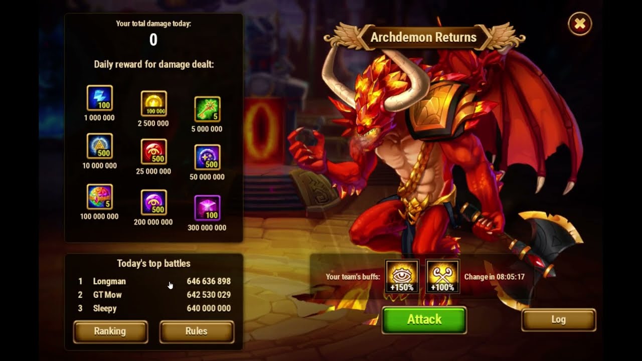 Hero Wars - Archdemon battle 1st day - Awesome 540 Million damage