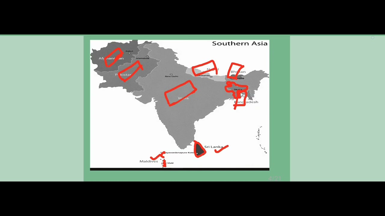 एशिया महाद्वीप के देशों की राजधानी एवं मुद्राएं मानचित्र द्वारा याद कराई गई