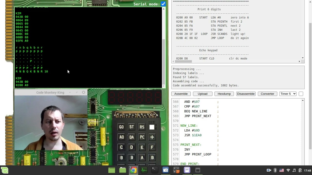 6502 chess for KIM-1: TTY mode version (prints board to serial monitor)