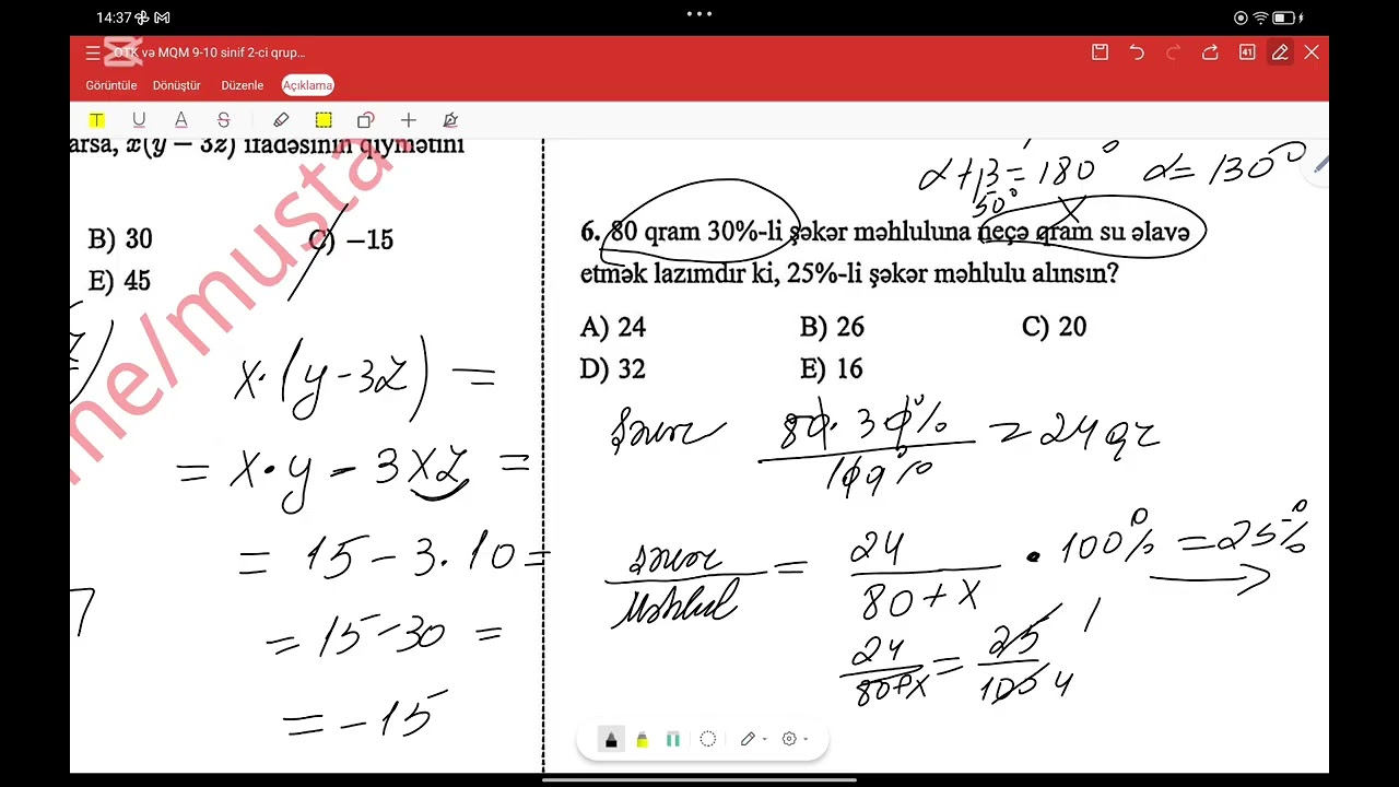 OTK RİYAZİYYAT 9-10 CU SİNİF BLOK SINAQ 1 (26.10.2025)