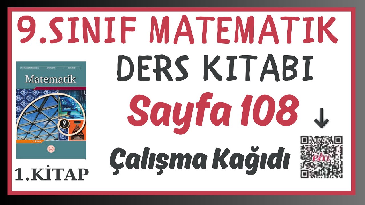 9.Sınıf Matematik Kitabı Sayfa 108 Çalışma Kağıdı Çözümleri - Karekod EBA