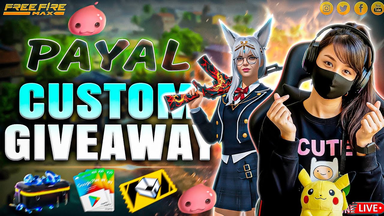 🔴Live 1V1 Custom Challenge 🤩| Free Fire live giveaway custom 🫶 | Payal Gamer #girlgamer#girl#fflive