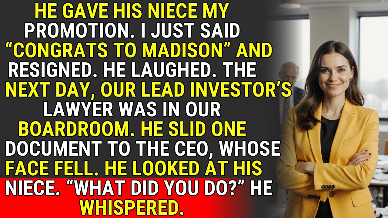 He Gave My Promotion to His Niece. I Unleashed the Investor Clause. | Corporate Justice