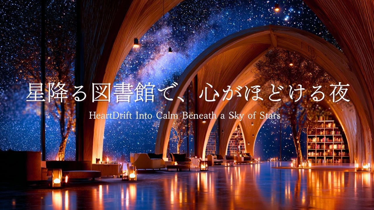 【夜のピアノBGM】星降る図書館で心がほどける夜｜一日の終わりに深く安らぐ癒しの時間|リラックス音楽｜大人の癒し時間｜静かな夜｜癒し音楽｜睡眠用BGM｜夜のラウンジ｜ヒーリングミュージック