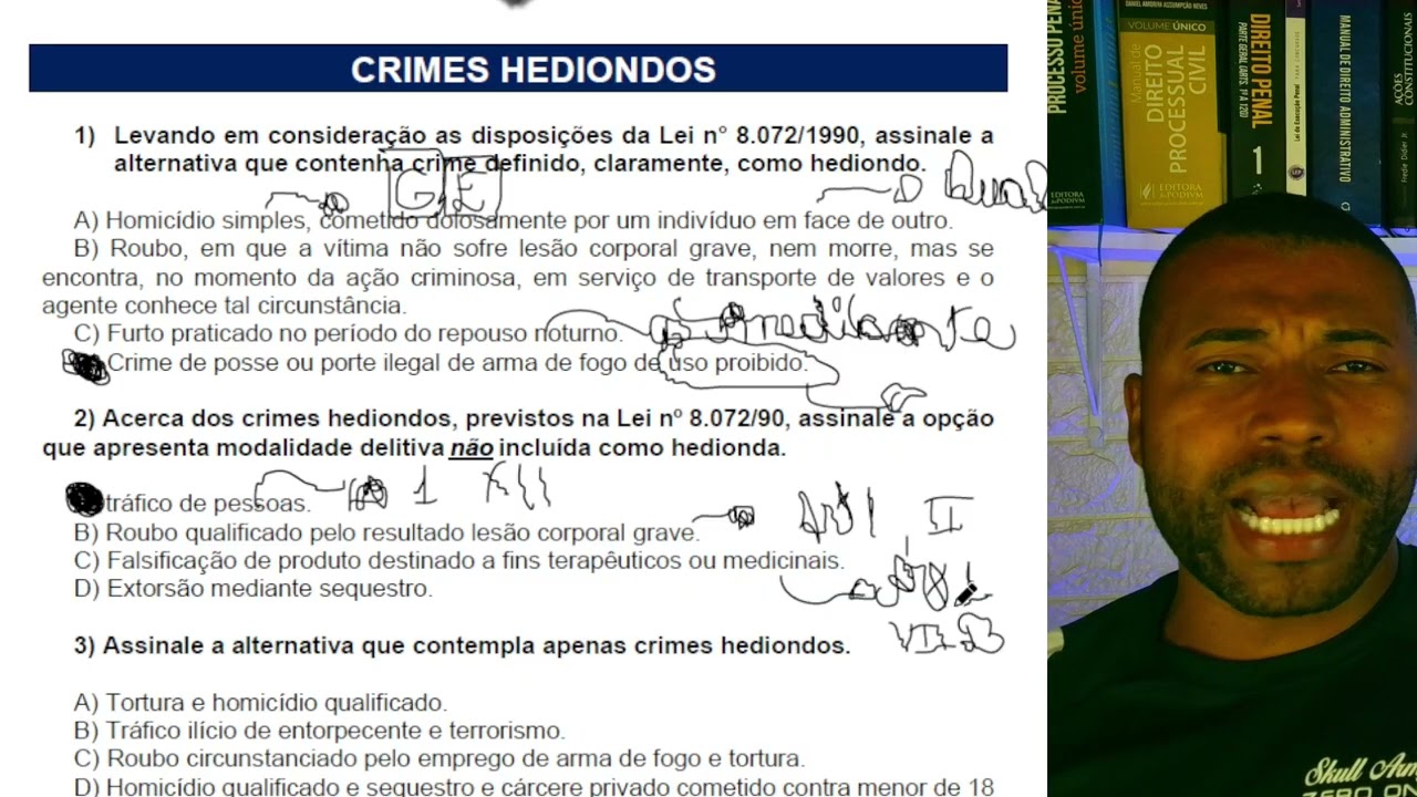 Crimes hediondos Concurso PPMG correção de questões