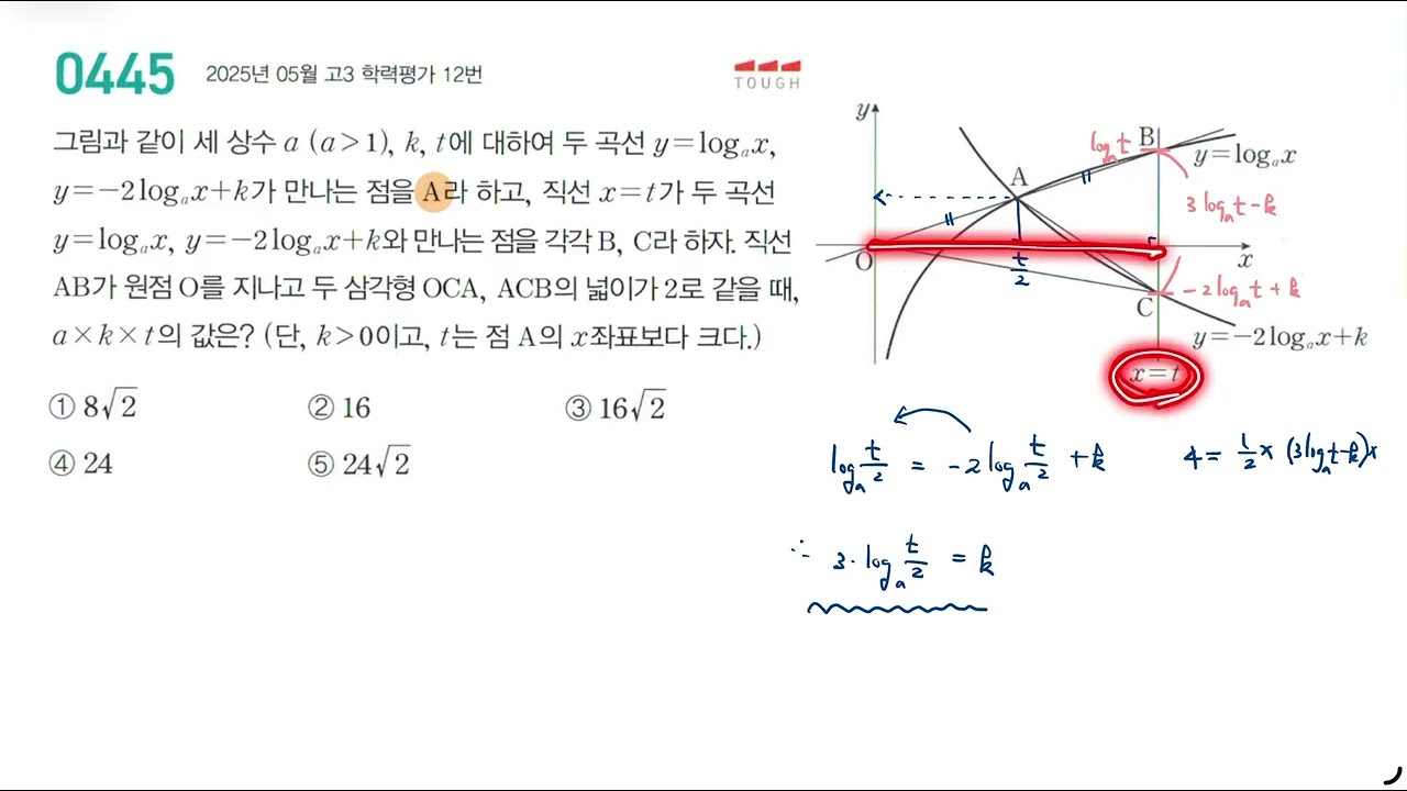 마플시너지 대수 445번│TOUGH│4.지수함수와 로그함수│1등급을 위한 필독서