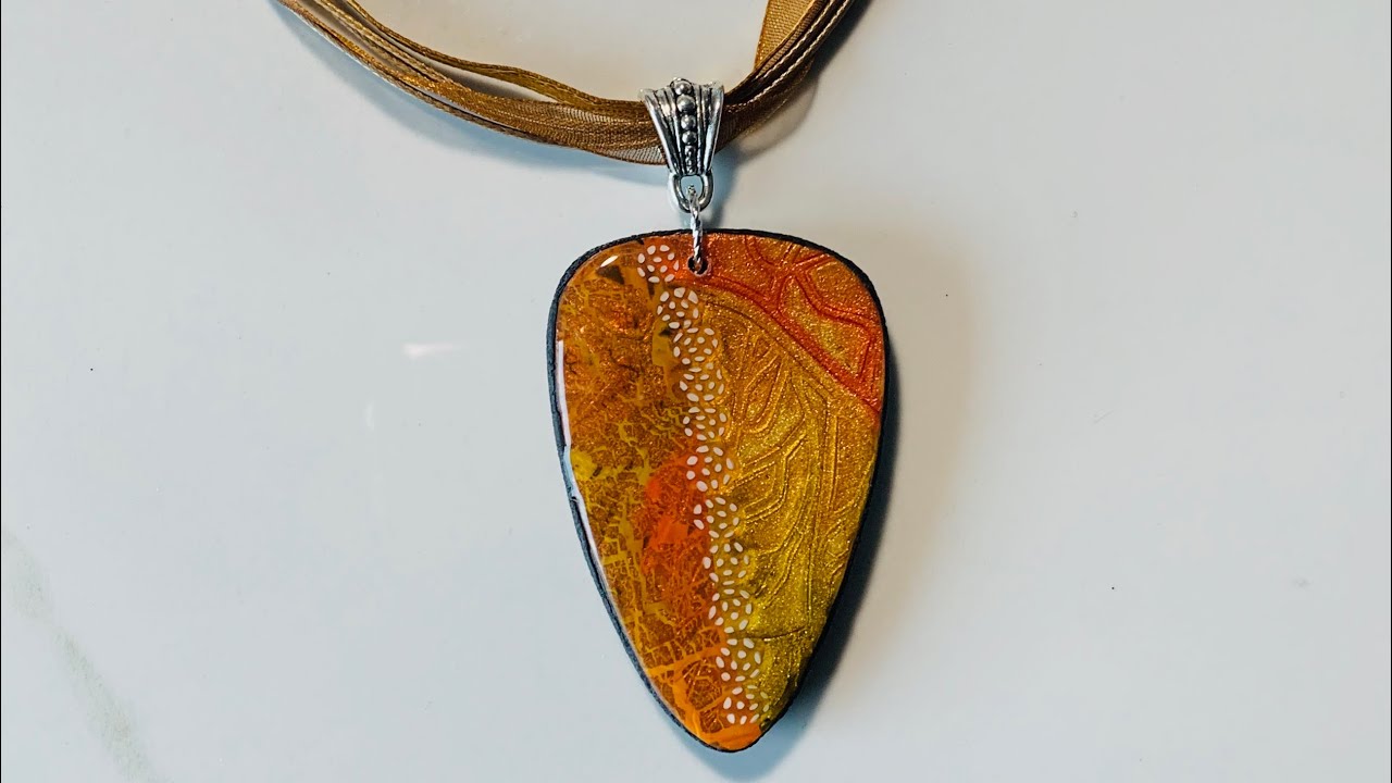 Polymer clay alcohol ink necklace tutorial