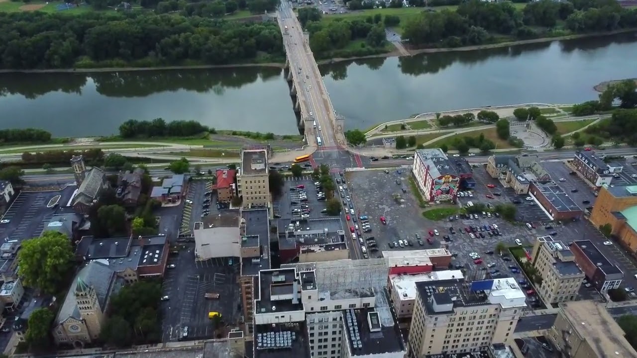 Aerial footage of downtown Wilkes Barre, PA