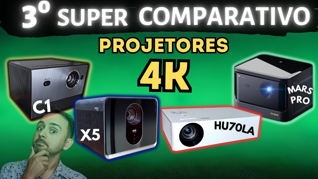 4K FIGHT 💪 SUPER COMPARATIVO DE PROJETORES - Formovie X5, Dangbei Mars Pro, LG HU70LA e Viddà C1