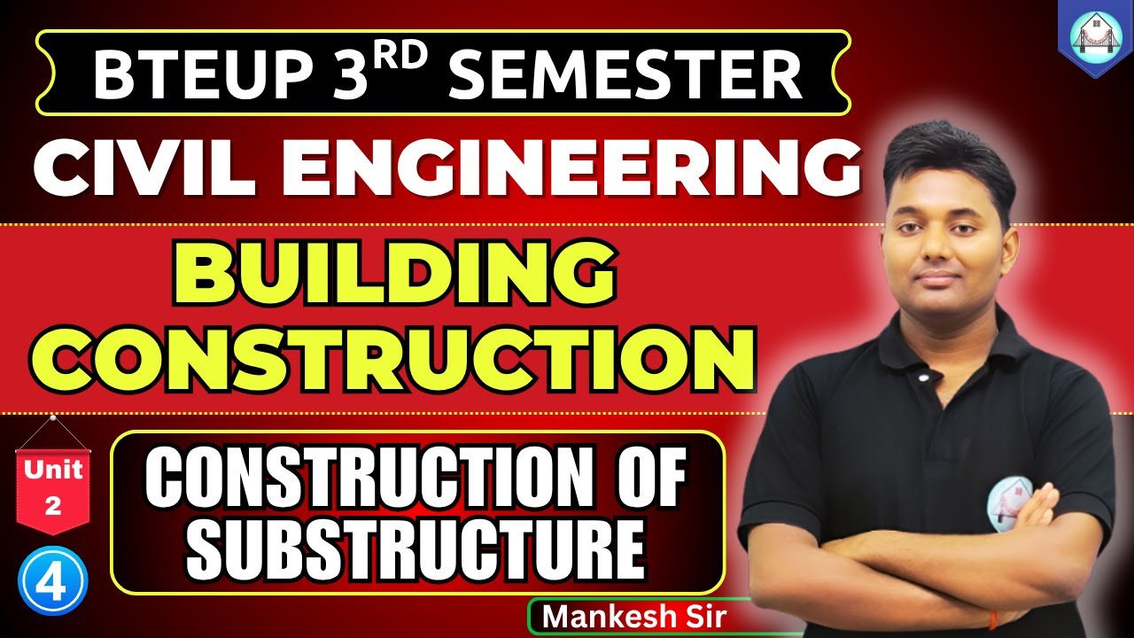 🔥BTEUP Third Sem | Building Construction | Unit-2| Construction of Structure | By-Mankesh Sir